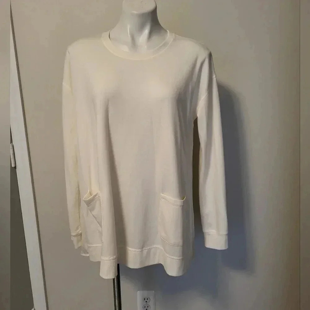 LOGO Lounge by Lori Goldstein Long Sleeve Tunic Top with Front Pockets(S)